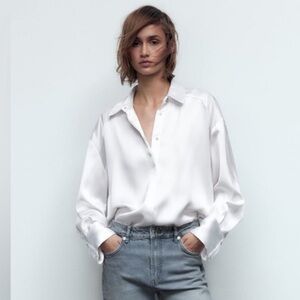 Zara Satin Button Down Shirt
